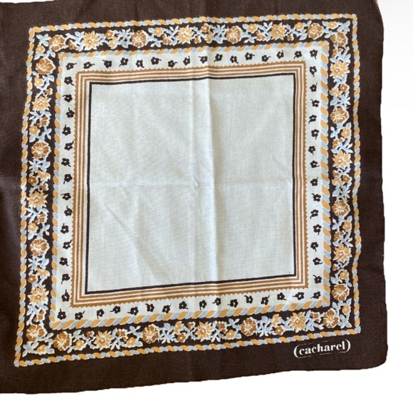 Set of 3 Cacharel Cloth Napkins Brown Beige Floral Square Fabric Boho- Used - Picture 4 of 6